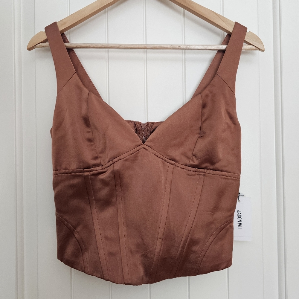 Jason Wu Satin Bronze Corset Top